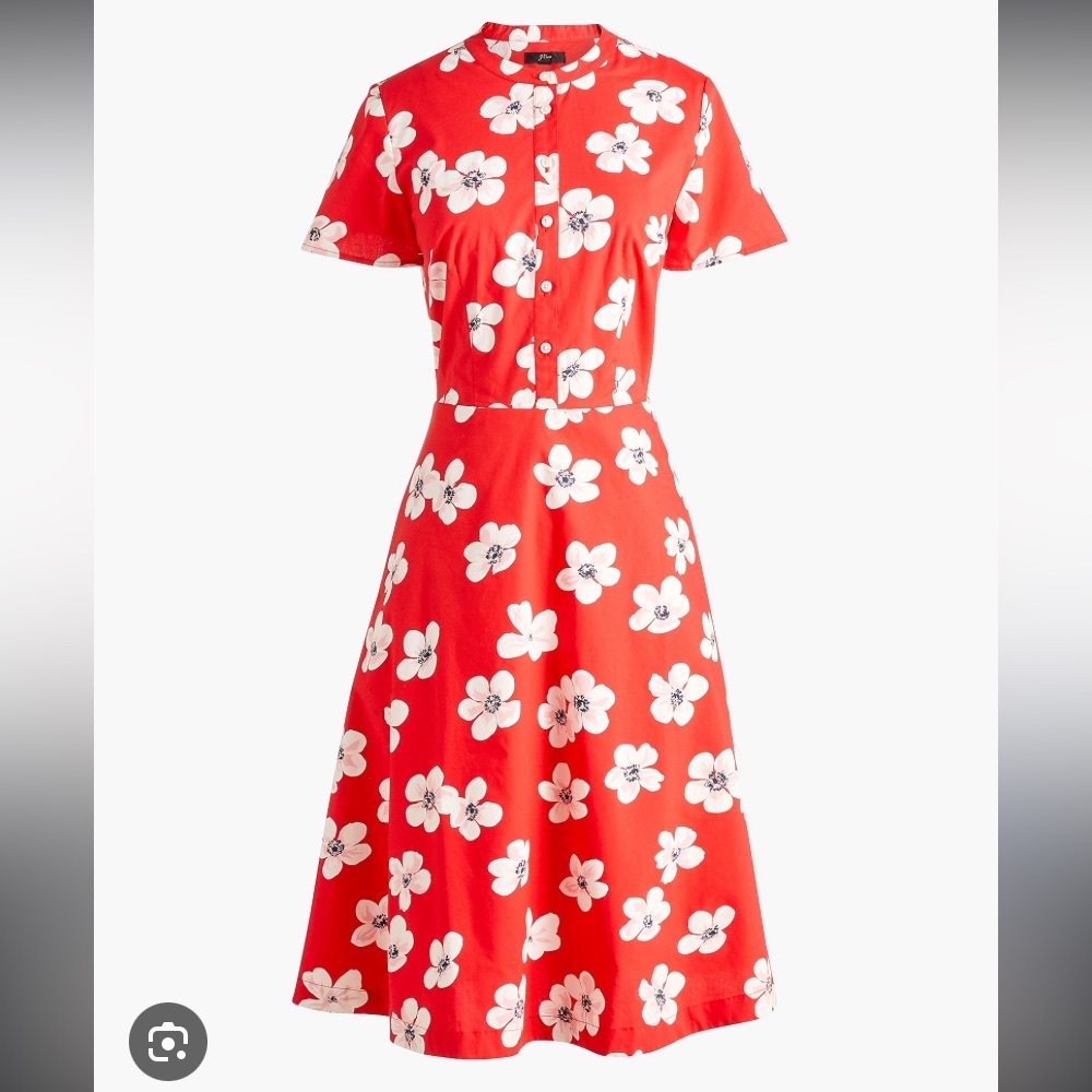 J. Crew Cherry blossom fit and flare cotton midi dress